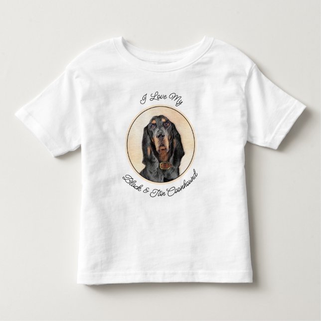 Black & Tan Coonhound Malerei - Original Hunde Kun Kleinkind T-shirt (Vorderseite)