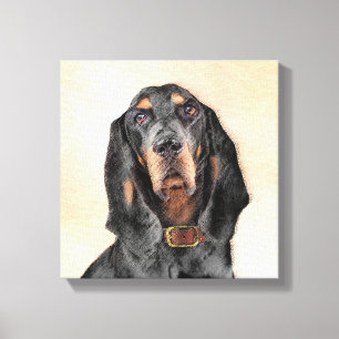 Black & Tan Coonhound Malerei - Original Hunde Kun Leinwanddruck