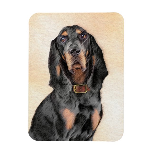 Black & Tan Coonhound Malerei - Original Hunde Kun Magnet (Vertikal)