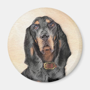 Black & Tan Coonhound Malerei - Original Hunde Kun Magnet