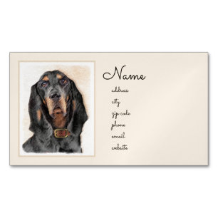 Black & Tan Coonhound Malerei - Original Hunde Kun Magnetische Visitenkarte
