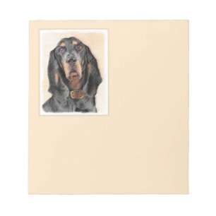 Black & Tan Coonhound Malerei - Original Hunde Kun Notizblock