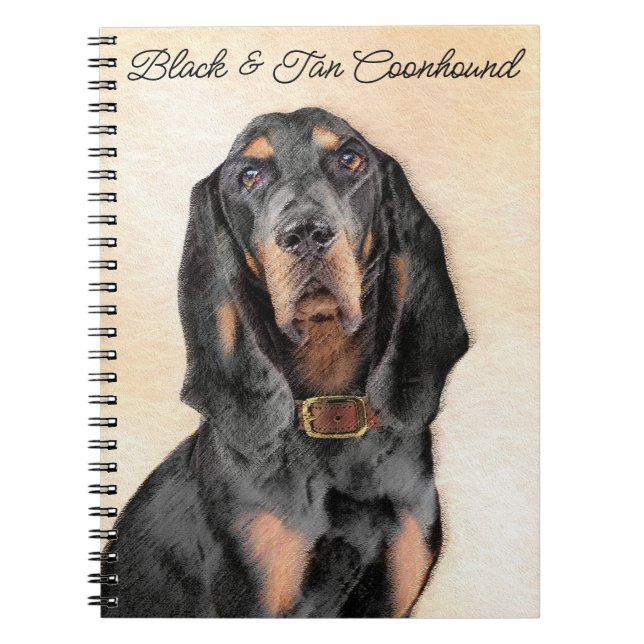 Black & Tan Coonhound Malerei - Original Hunde Kun Notizblock (Vorderseite)