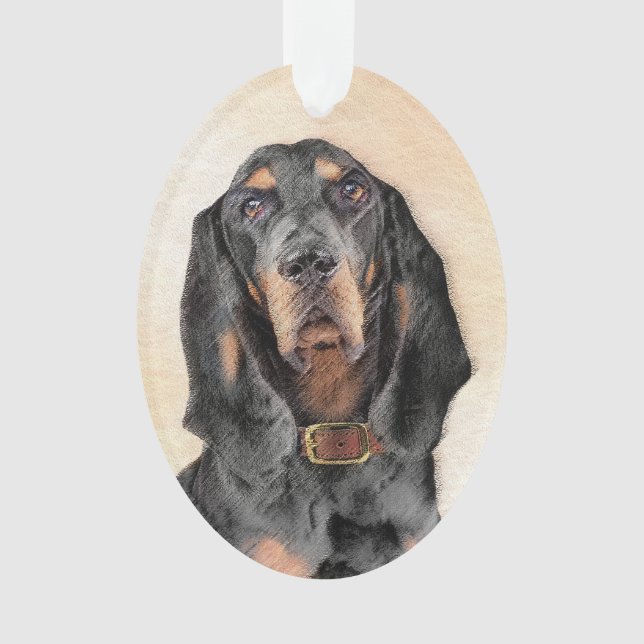 Black & Tan Coonhound Malerei - Original Hunde Kun Ornament (Vorderseite)