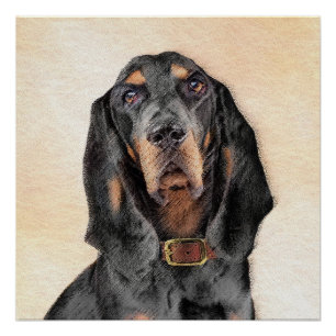 Black & Tan Coonhound Malerei - Original Hunde Kun Poster