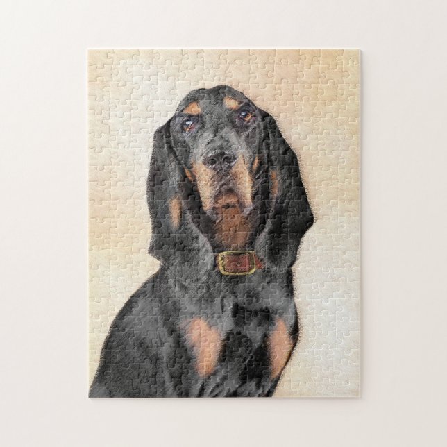 Black & Tan Coonhound Malerei - Original Hunde Kun Puzzle (Vertikal)