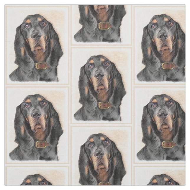 Black & Tan Coonhound Malerei - Original Hunde Kun Stoff (Muster)