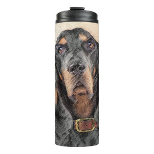 Black & Tan Coonhound Malerei - Original Hunde Kun Thermosbecher