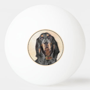 Black & Tan Coonhound Malerei - Original Hunde Kun Tischtennisball