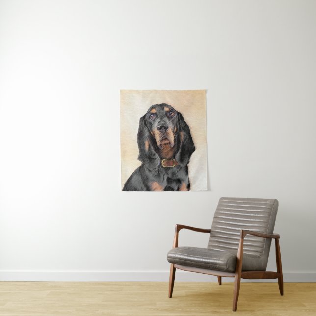 Black & Tan Coonhound Malerei - Original Hunde Kun Wandteppich (Beispiel)
