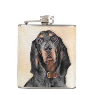 Black & Tan Coonhound Painting - Original Hund Kun Flachmann