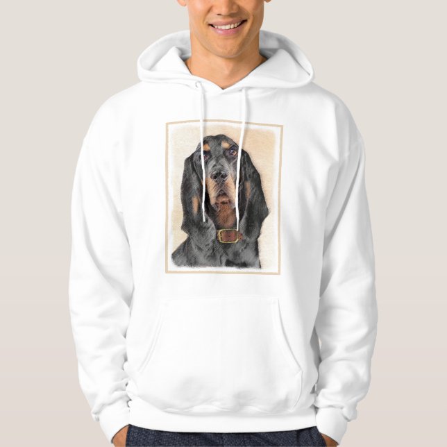 Black & Tan Coonhound Painting - Original Hund Kun Hoodie (Vorderseite)