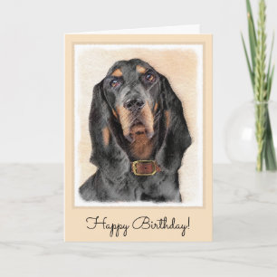 Black & Tan Coonhound Painting - Original Hund Kun Karte