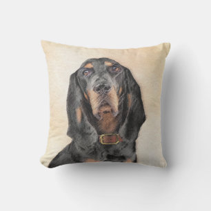 Black & Tan Coonhound Painting - Original Hund Kun Kissen