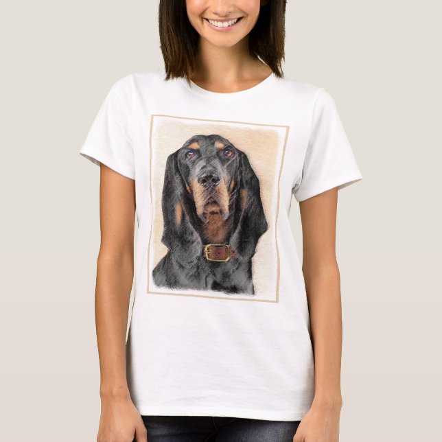 Black & Tan Coonhound Painting - Original Hund Kun T-Shirt (Vorderseite)