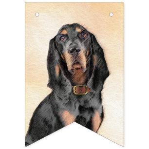 Black & Tan Coonhound Painting - Original Hund Kun Wimpelkette