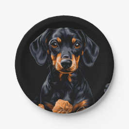 Black & Tan Dachshund Pappteller