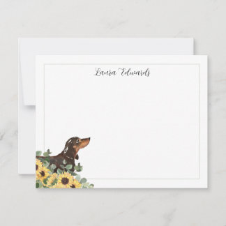 Black Tan Dachshund Sunflower Eucalyptus Mitteilungskarte