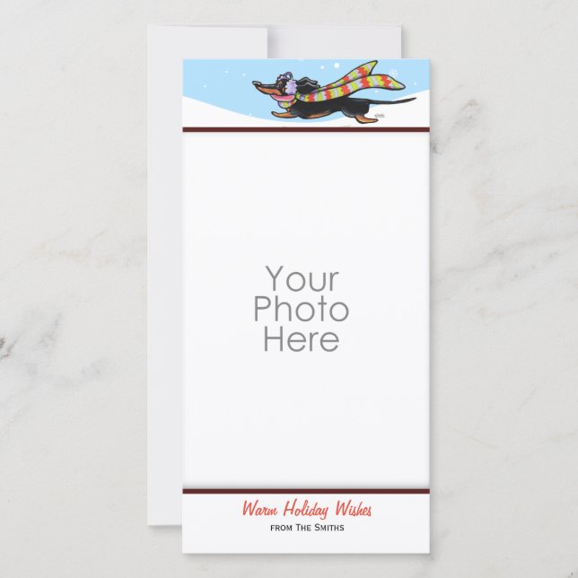 Black Tan Dackel Niedlich Winter Feiertagskarte (Vorderseite)