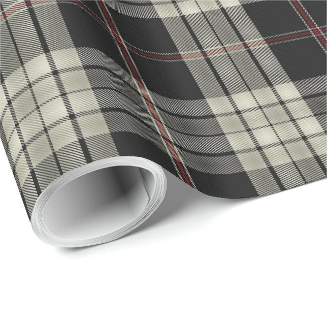 Black Tan Ecru Red Tartan Kariert Geschenkpapier (Rolleneckpunkt)