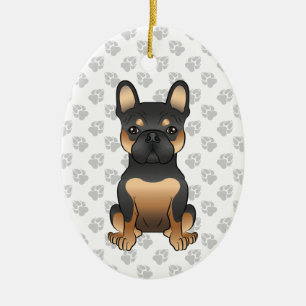 Black & Tan Französische Bulldogge / Frenchie Hund Keramik Ornament
