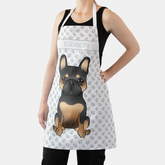 Black & Tan French Bulldog / Frenchie Dog & Name Schürze (InSitu)