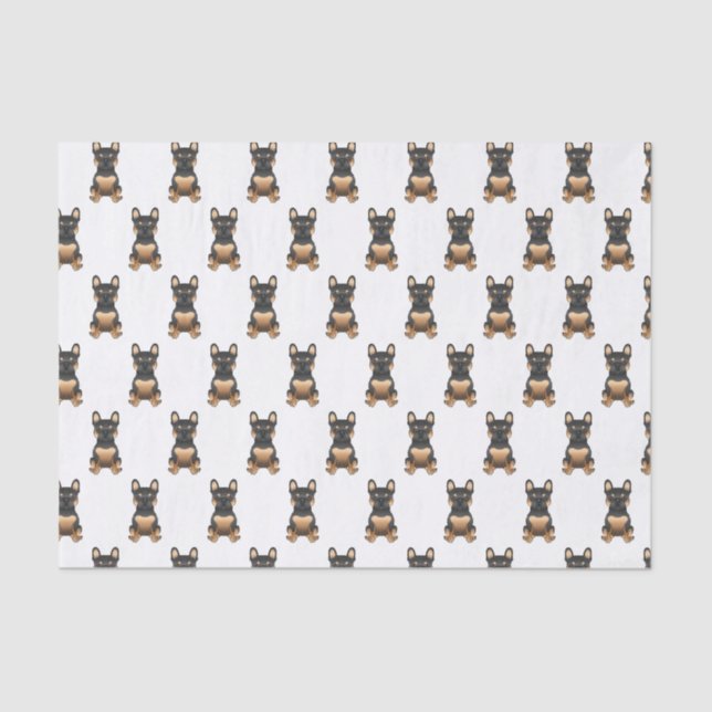 Black & Tan French Bulldog / Frenchie Dog Pattern Seidenpapier (Vorderseite)