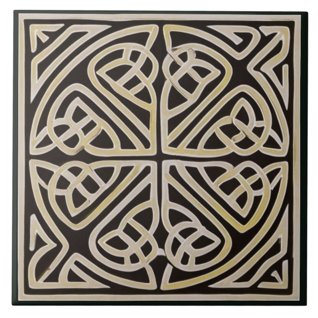 Black & Tan Irish Celtic Keramik Tile Fliese (Vorderseite)