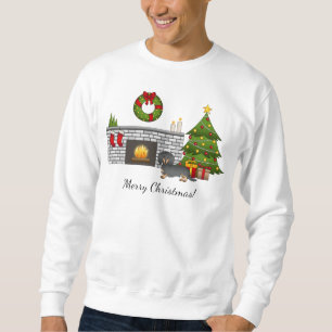 Black & Tan Long Hair Dackel - Weihnachtssaal Sweatshirt