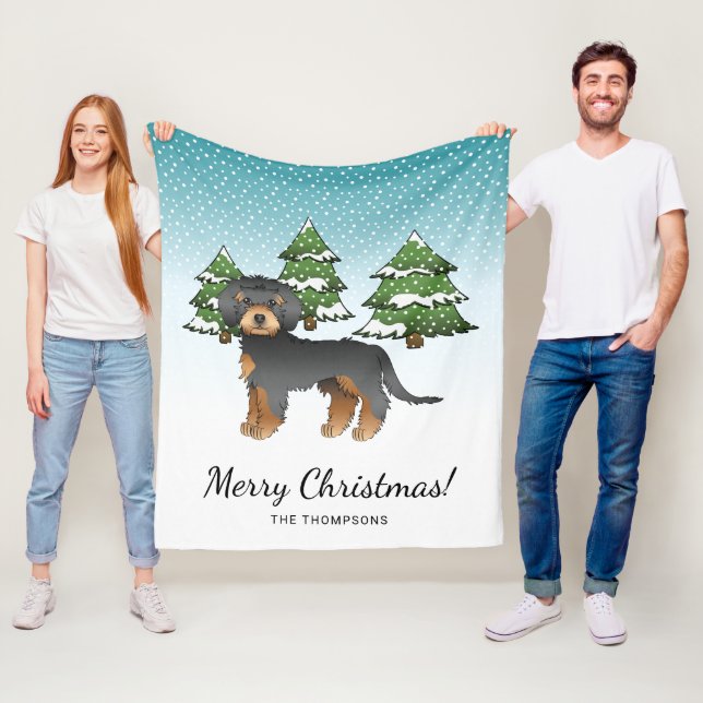 Black & Tan Mini Goldendoodle Dog - Winterwald Fleecedecke (Beispiel)