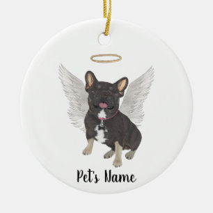 Black & Tan Tricolor Frenchie Sympathie-Gedenkkerz Keramik Ornament