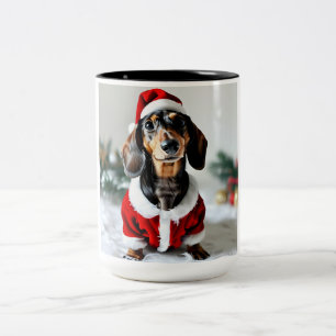 Black Tandan Modachshund Hund Gesicht Santa Dackel Zweifarbige Tasse