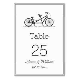 Black Tandem Bike Wedding Tischnummer Cards