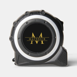  Black Tape Measure Featuring Modern Monogram Maßband