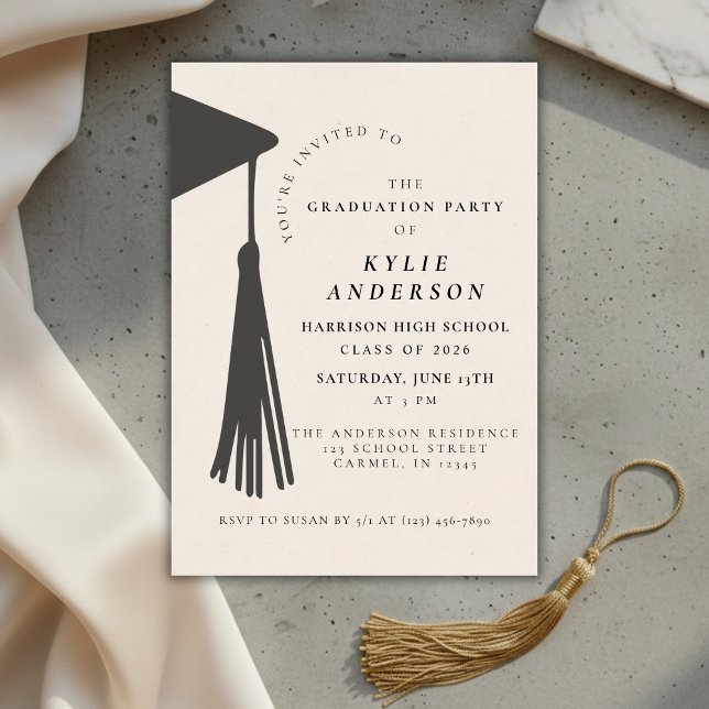 Black Tassel High School Graduation Party Einladung (Black Tassel High School Graduation Party Invitation)