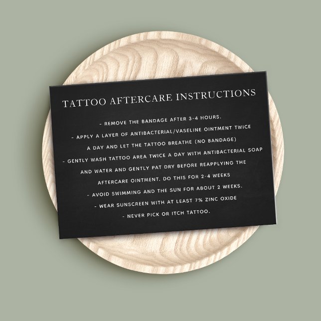 Black Tattoo Aftercare Instructions Business Card Visitenkarte (Von Creator hochgeladen)