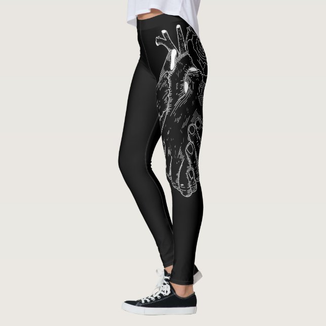 Black Tattoo Modern Sketch Sport Gym Leggings (Links)
