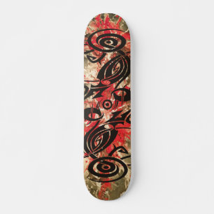Black Tattoo Tribal 2 red paint Skateboard