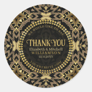 Black+ Taupe Gold Modernes Art Deco Runder Aufkleber