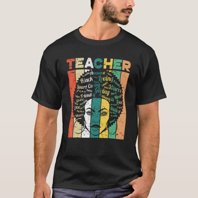 Black Teacher Magic Melanin Herz Schwarze Geschich T-Shirt (Vorderseite)