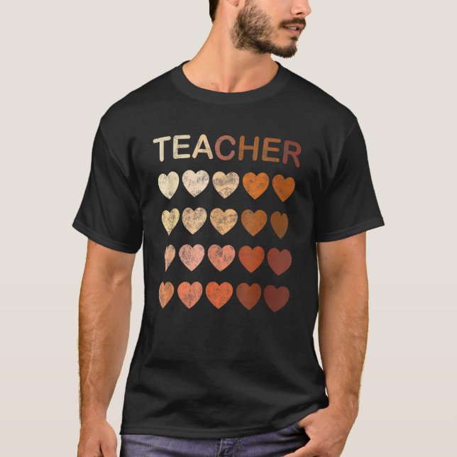 Black Teacher Magic Melanin Herz Schwarze Geschich T-Shirt (Vorderseite)