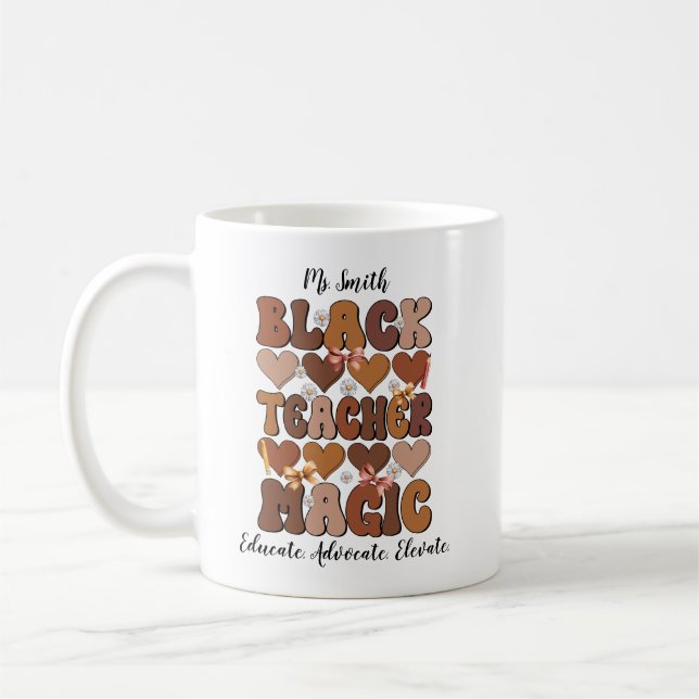 Black Teacher Magic Personalized Mug Kaffeetasse (Links)