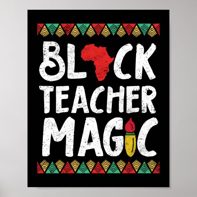 Black Teacher Magic School Funny Black Teacher Poster (Vorne)
