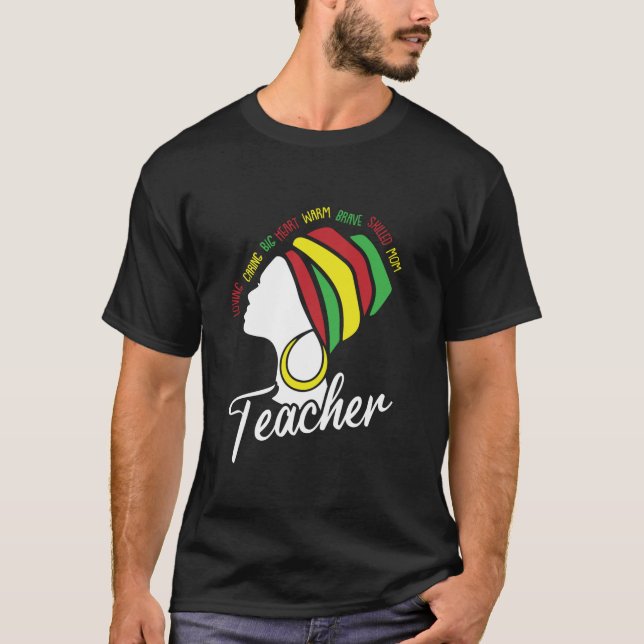 Black Teacher Mama Retro Afro Hair Melanin Pride M T-Shirt (Vorderseite)