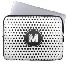 Black Techno Dots Modern Monogram