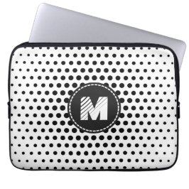 Black Techno Dots Modern Monogram Laptopschutzhülle