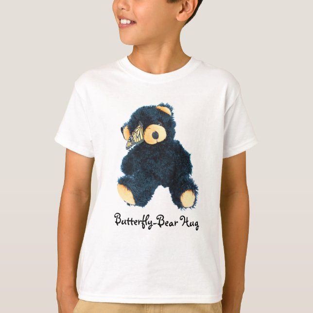 Black Teddy Bear Butterfly T - Shirt für Jungen (Vorderseite)