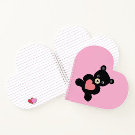 Black Teddy Bear mit Heart Notebook Notizbuch