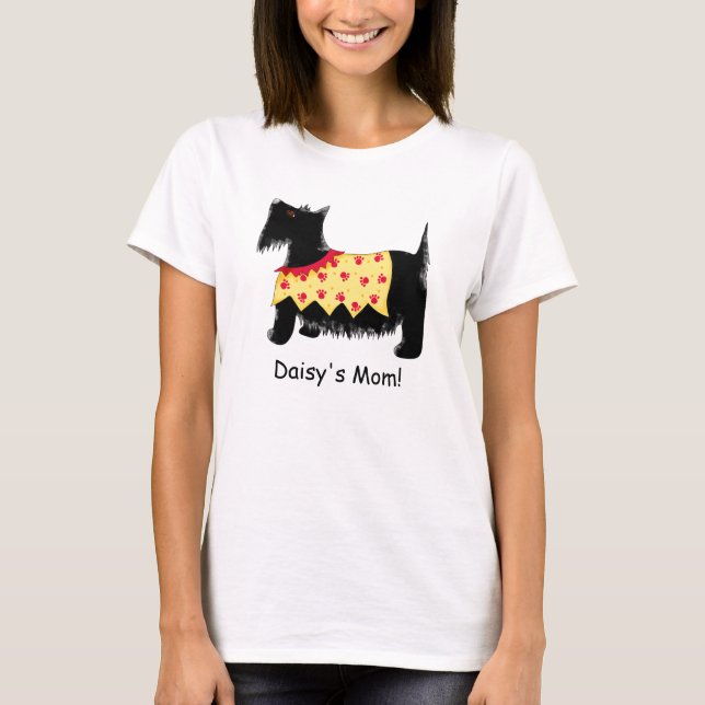 Black Terrier Hund Gelb Roter Name Personalisierte T-Shirt (Vorderseite)