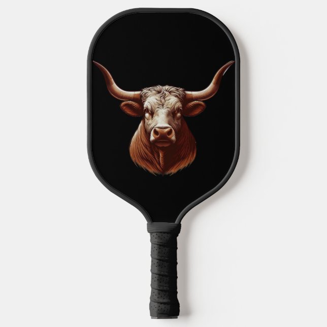 Black Texas longhorn Pickleball Schläger (Vorderseite)